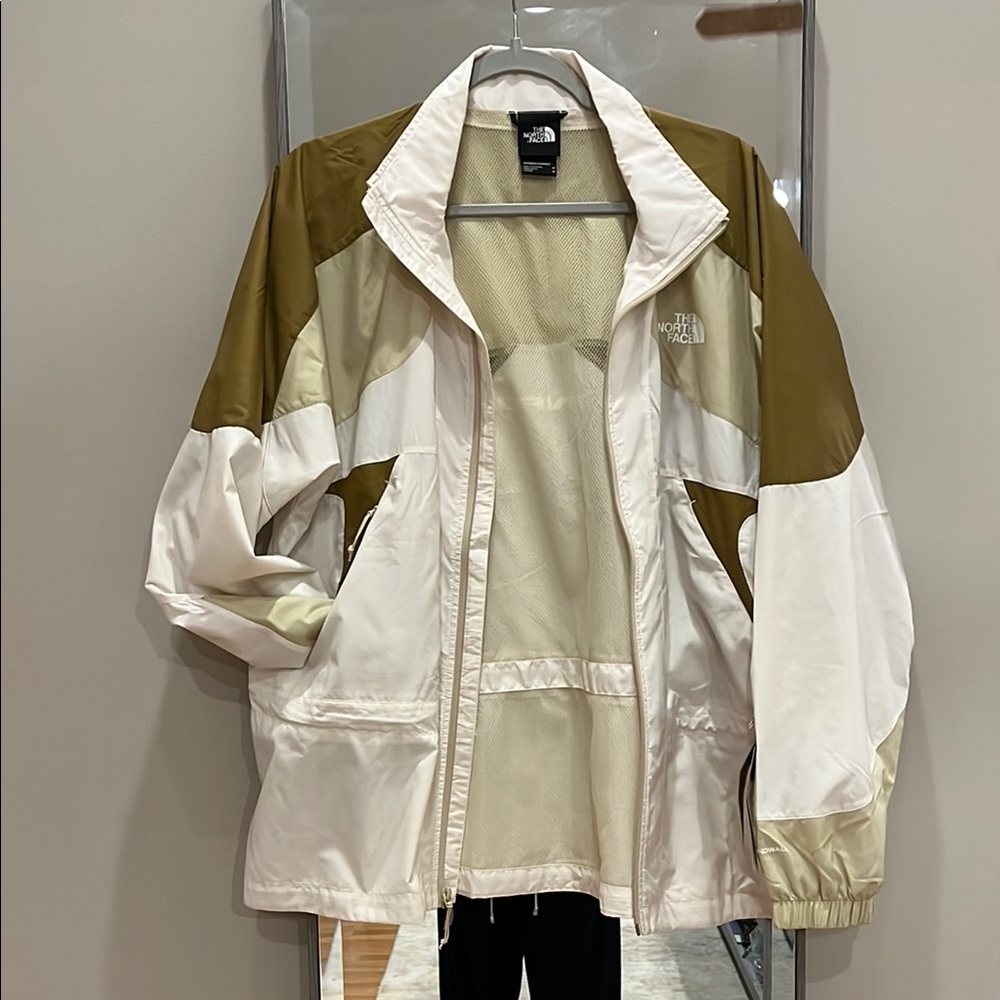 The North Face White and Olive Windbreaker